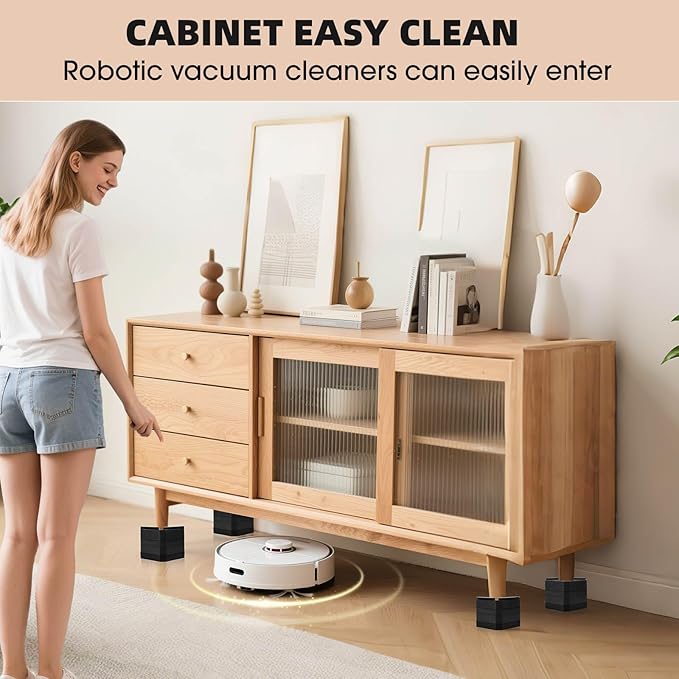 Furniture Risers Bed Risers - Rectangular Adjustable Block Riser for Raising 1.5-3 In. & 4.3 In. Beds, Tables, Sofas, Refrigerators, Washers - Up to 4,000 Pounds (Black, One Layers 1.5inches)