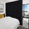 Hiasan Privacy Room Divider Patio Sliding Door Curtain Extra Wide Blackout Thermal Insulated Curtains with Back Tab & Rod Pocket for Bedroom Partition Living Room (120 x 96 Inches, Black)