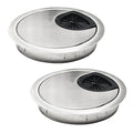 2 Pcs Desk Grommet 3-1/8" / 80 mm, Desk Cord Hole Cover, Cable Grommet Metal Zinc Alloy Materilal, Desk Hole Grommet for Home & Office Pc, Detachable Cable Cord Organizer-Brushed Silver