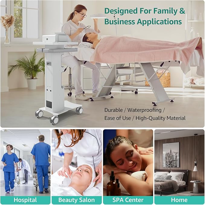 BEWISER Medical Trolley with Lockable Wheels-Ultrasound Imaging Scanner Vehicle Storage Cart,15.7 x 13 Inch Panel,Mobile Dental Cart for Clinics, Hospitals, Beauty Salon