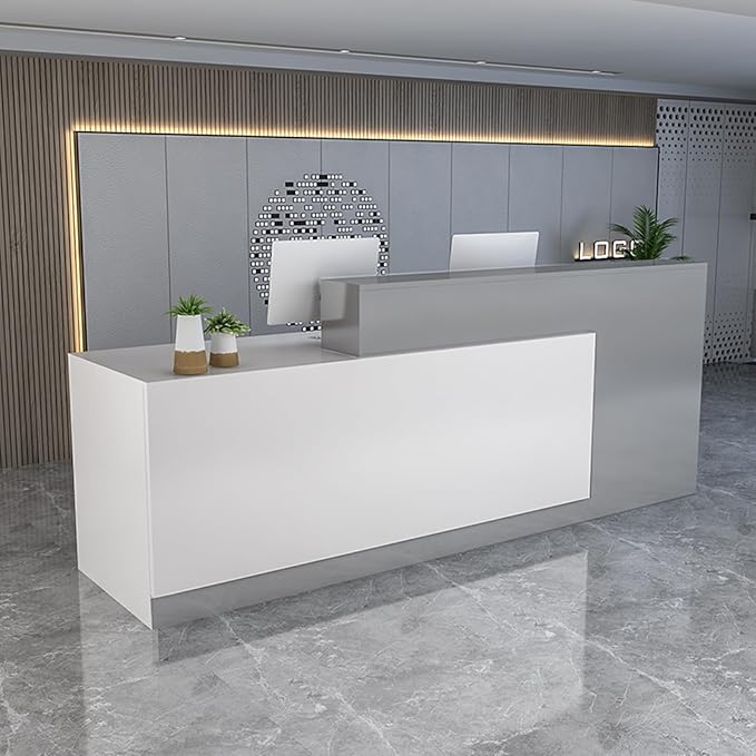 Reception Counter Desk, Front Counter Desk with Lockable Drawers, Modern Retail Counter,Home Office Desk Wooden Computer Desk Reception Table,for Checkout Office/Beauty Salon/Lobby