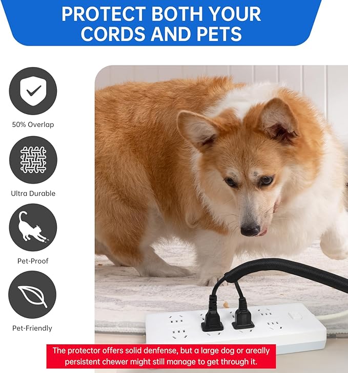 Split Braided Cable Sleeve，Flexible Wire Loom Tubing, Automotive Cord Protector Pet Proof, Cable Management for Computer TV Electric Wires Harness 16ft (Black, 5mm（3/16")