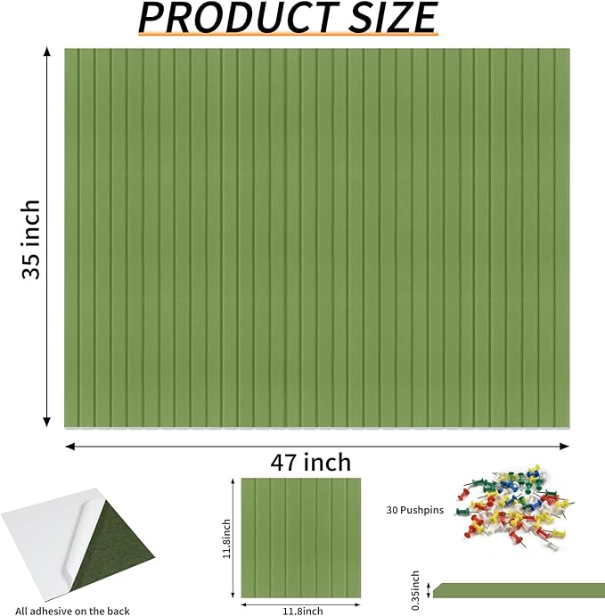 Large Felt Bulletin Board 35x47 Inch, 12pcs Peel and Stick Felt Wall Tiles Modern Push Pin Board for Wall Organization