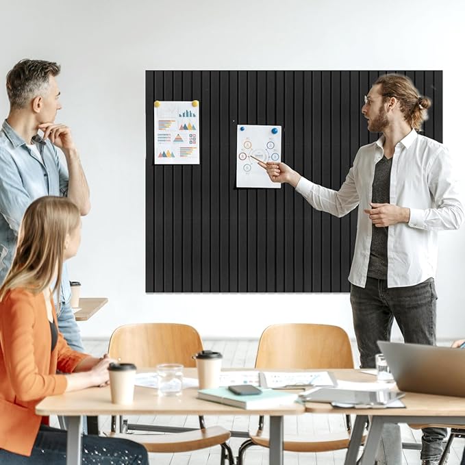 Large Felt Bulletin Board 23x47 Inch, 8pcs Peel and Stick Felt Wall Tiles Modern Push Pin Board for Wall Organization
