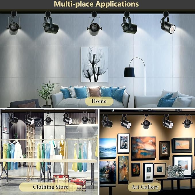 8PCS LED Track Lighting with Advanced Replaceable GU10 Bulbs, Switchable 3CCT(3000K/4000K/6000K) and Dimmable Brightness(20%-100%), Versatile Ceiling Spotlight Fixtures for Any Space