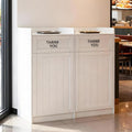 Restaurant Trash Can Cabinet Double 40 Gallon, Wooden Commercial Trash Can with Tray Holder, Large Garbage Cabinet for Restaurant Cafeteria Office, White