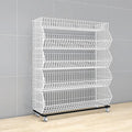 5-Tier Slanted Rolling Retail Display Rack with Locking Wheels | Heavy-Duty Metal Snack & Chip Display Stand for Grocery Stores, Supermarkets, Bakery | Space-Saving Store Organization Shelf