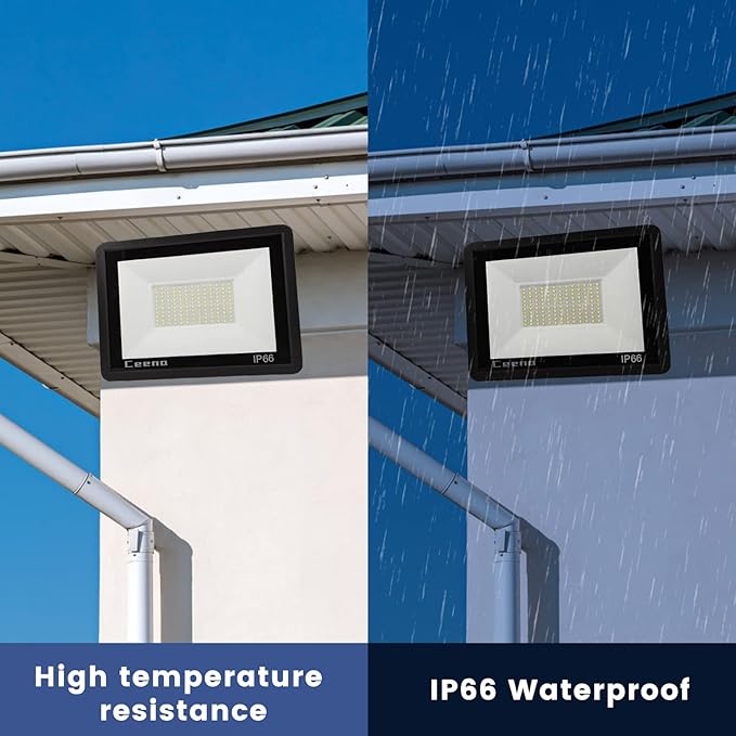 Ceena 2 Pack 240W Hardwired LED Flood Light Outdoor, 24000lm Super Bright Floodlight, IP66 Waterproof 6000K Daylight White Exterior Lights for Basketball Court, Playground, Stadium