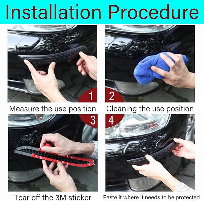 Anti-Collision Patch Car Bumper Protector Trim - Universal Anti-Scratch Strip for Rear Bumper and Door Edge Guards (White, 4-Pack)