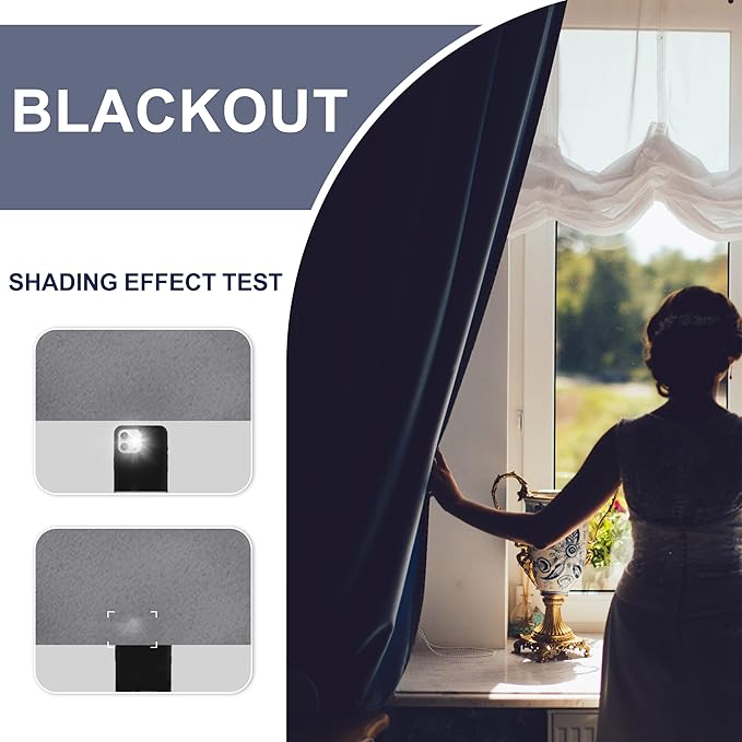 JIUZHEN Short Blackout Curtains for Small Window - Cafe Room Darkening Privacy Thermal Insulated Half Window Curtains Tiers for Bathroom,Kitchen, W 52 x L 36, Set of 2 Panels with Tiebacks, Light Grey