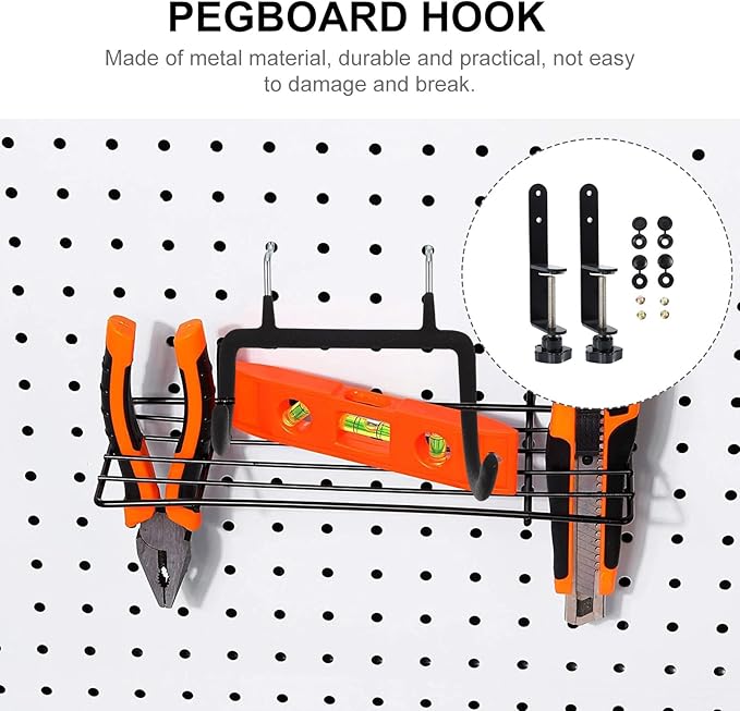 Metal Pegboard Hooks Set Sturdy Pegboard Bracket Clips for Easy Installation, Organizing Small Utensils Crafts, Black, Home Use