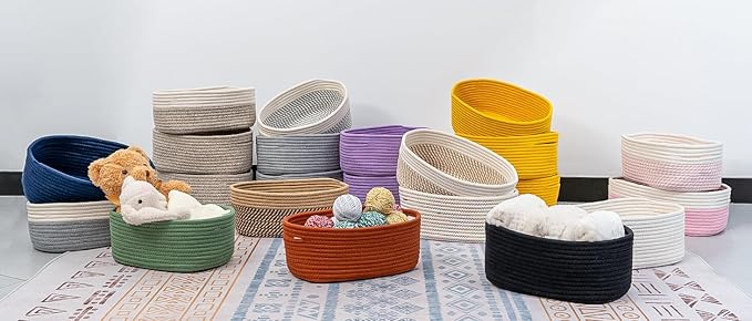 CubesLand Black Baskets Bins for Organizing,Small Woven Storage Baskets for Shelves,Cute Closet Cube Bins Set 3,Baby Nursery Toys Cube Bin,Home Decor Organization Storage