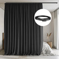 Room Divider Curtains with Flexible Ceiling Tracks Set,Blackout Curtain Ceiling Mount Curtain Track Privacy Room Dividers Ceiling Track Curtain Rod(Black Drape & Black Rail W 8.3 × H 9 FT)