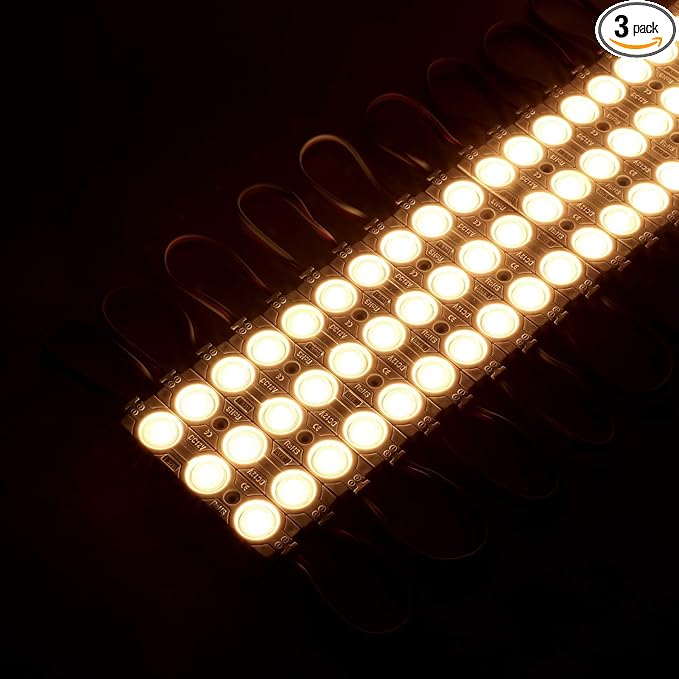 200 PCS LED Module Warm White 3000K 1.32 W 12V Injection LED Sign Module with Tape Adhesive Backside