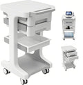 Professional 3-Tier 2-Drawer Salon Trolley Cart with Wheels Utility Cart with Drawers Mobile Storage Cart, Max 50kg/110lb Load, 16.14 * 16.14 * 26.38in (Grey)
