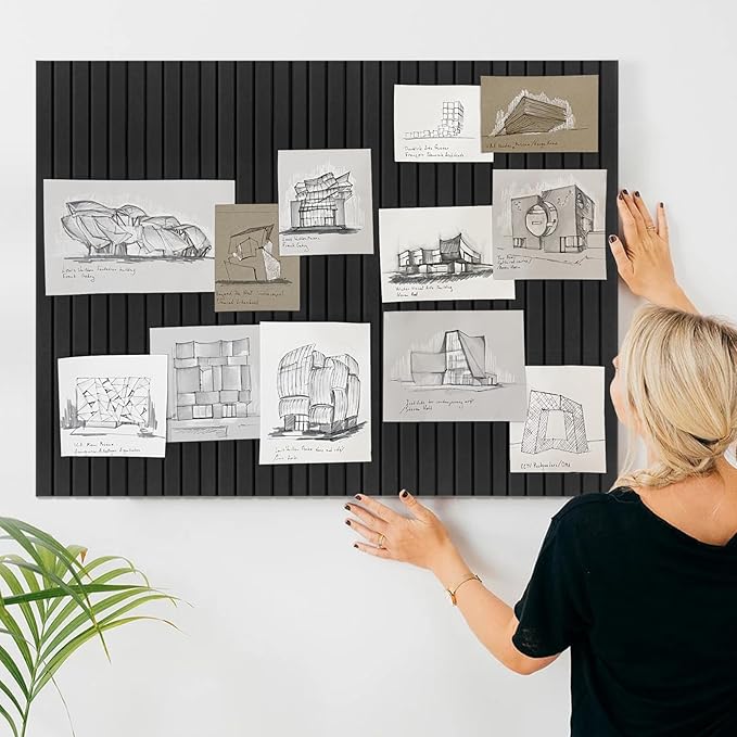 Large Felt Bulletin Board 23x47 Inch, 8pcs Peel and Stick Felt Wall Tiles Modern Push Pin Board for Wall Organization
