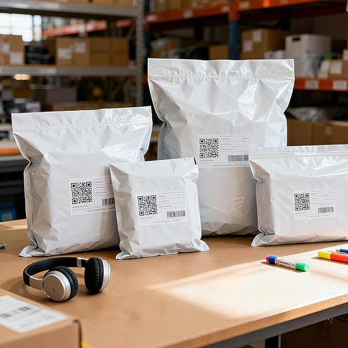300pcs White Self-Sealing Poly Mailers, 3 Assorted Sizes Waterproof Tear-Resistant Shipping Bags for Clothing, Gifts Packaging
