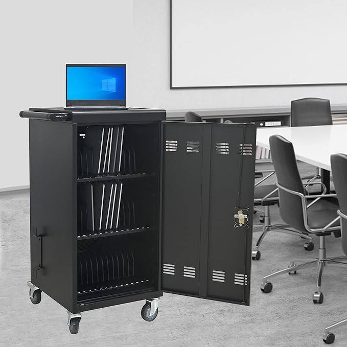 Laptop Charging Cart,45 Devices Tablet Storage Carts for pad Up to 16.3" Screen Size, Classroom Computer Mobile Charging Station for Pads, Chromebooks,Laptops, Security Storage(45 Bay-Black)