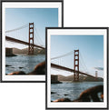 Frametory, 12x16 Metal Picture Frame with Mat for 11x14 Picture & Real Glass, Aluminum Photo Frame Collection (Black, 2 Pack)