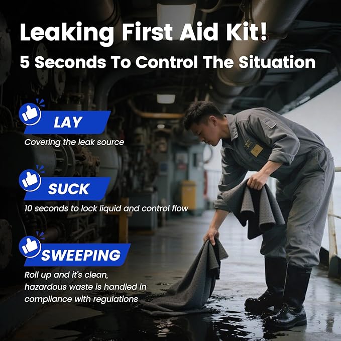Oil Absorbent Pads | 16"x20" Oil-Only Spill Mat 200-Pack | Industrial Spill Control for Oil & Fuel(32 Gal/Box) | White Absorbing Sheets (absorbs oil & water(16"x20")-32 gal/200pack)