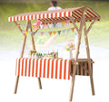 Collapsible Mobile Market Stall Carts Vendor on Wheels, Wood Outdoor Vendor Cart, Easy to Assemble for Parties, Birthdays, Weddings, Bar(Orange1,150cm/59in)