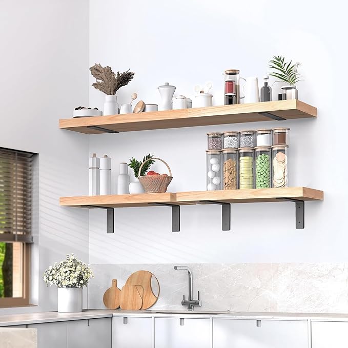 Heavy Duty Shelf Brackets 8 Inch (10 Pack), Rustic L Floating Shelf Brackets, Wall Shelf Bracket for DIY Decorative with Mounting Hardware