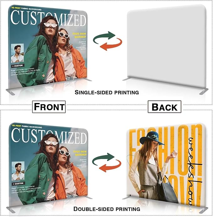 Custom Tension Fabric Display Backdrop with Stand 7.5 x 12.5 FT Pop Up Display Trade Show Backdrop Large Portable Tradeshow Booth Display Banner for Business,Campuses, Weddings, Corporate
