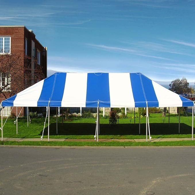 TentandTable 20' x 40' Premium Canopy Tent, Blue/White, Outdoor Pole Tent, 80-160 Person Capacity for Parties, Weddings, Events, Commercial and Residential Use, Large Heavy Duty Vinyl Canopy Tents