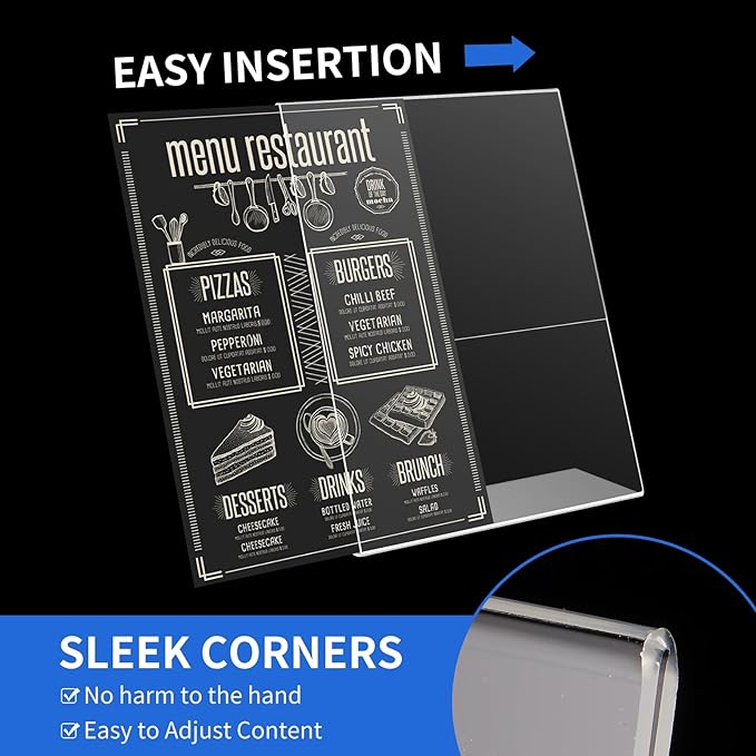 12 Pack Acrylic Sign Holder 8.5 X 11, L Shape Clear Sign Holder, Clear Plastic Sign Holder Picture Photo Frames, Flyer Document Paper Display Stand for Office Desktop