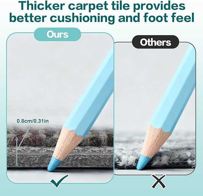 jxgzyy Commercial Carpet Tiles for Office, 20×20 Inch, 0.31'' Padded Carpet Squares, Non-Adhesive Carpet Flooring with Textured Silicone Back, Easy DIY, Renter-Friendly, 4 Pcs/10.8 Sqft