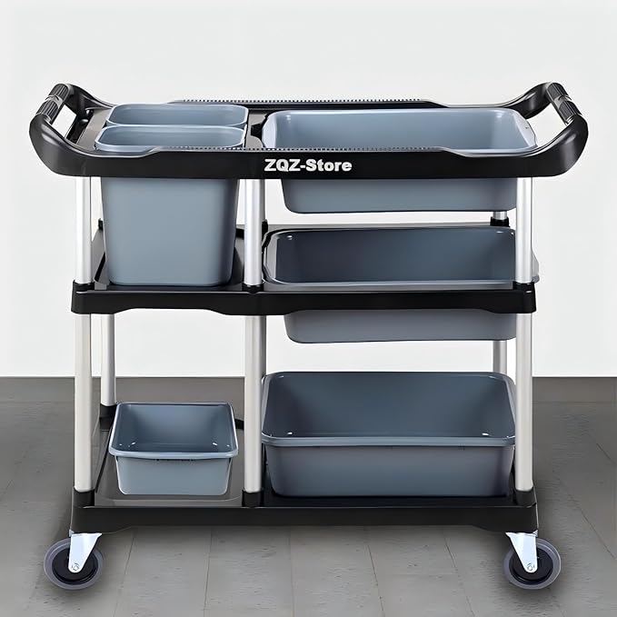 ZQZ-Store Storage Cart 3 Tier Heavy Duty Commercial Grade Utility Cart,Carts with Wheels,Multi-Function Mobile Shelving Unit Organizer for Hotel,Restaurant,Kitchen, Bedroom,Laundry Room