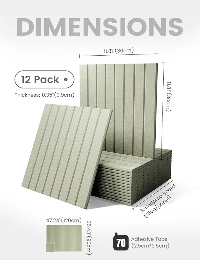 Large Felt Bulletin Board 48" x 36" Cork Board Alternative-12 Pack with 70 Safe Removable Adhesive Tabs, Cork Boards for Walls Cork Board for Home Office Classroom Pin Board (Sage)