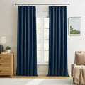 Navy Blackout Pleated Curtains 96 Inch Length Soft Polyester Blue Drapes for Living Room 2 Panels Set Room Darkening Black Out Hook Curtain with Pinch Pleat Ceiling Mount 40 Wide x 96 Inches Long
