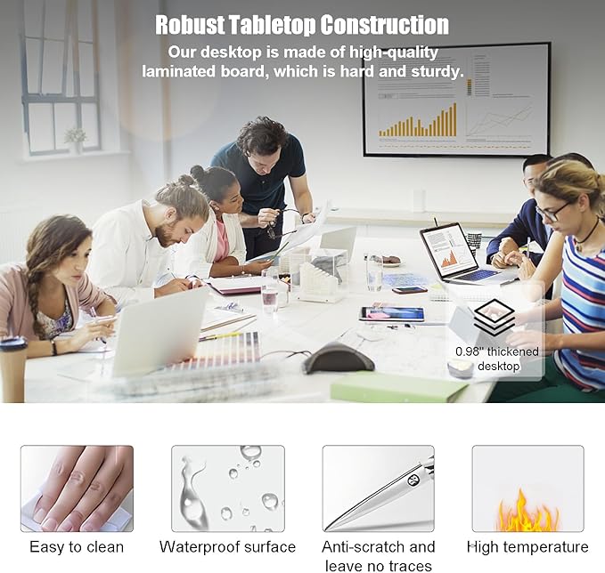 Conference Table,6 Pack Foldable Conference Room Table,47.2in Rolling Meeting Seminar Table with Casters,Business Mobile Training Tables for 6-8 People,Modern Seminar Boardroom Tables for Office