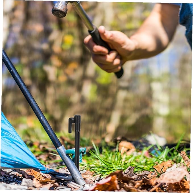 GALPADA 10pcs Plastic Beach Tent Stakes for Sand Camping Lightweight Pegs for Outdoor Gardening Hiking Tarp and Rug Anchoring Easy Setup Black Sand Stakes