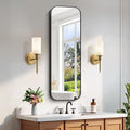 FORBATH Bathroom Mirror 48" x 16", Rectangle Black Bathroom Mirror with Black Aluminum Frame Rounded Corner, Wall Mounted Mirror for Bedroom Entryway Living Room