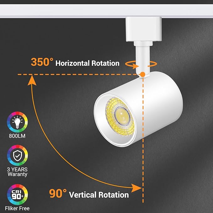 VANoopee 5-Color 6-Light LED Track Lighting Kit with 6.6FT H Type Track Lighting Rail, LED Track Light Heads Dimmable Modern Kitchen Track Lighting Fixtures Ceiling Spotlight, CRI90+ 10W 800lm White