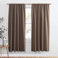 PONY DANCE Light Blocking Panels - Blackout Window Curtain Room Darkening Rod Pocket Thermal Insulated Curtains Energy Saving for Living Room/Draperies, 52 Wide x 72 Long, Mocha, 2 Pieces