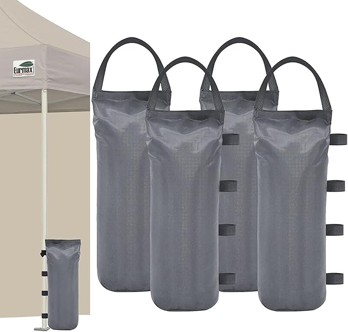 Eurmax USA Weight Capacity 112 LBS Extra Large Pop up Gazebo Weights Sand Bags for Pop up Canopy Tent Pergola Outdoor Instant Canopies,Sand Bags Without Sand, 4-Pack,(Gray)