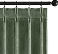 MIULEE Sage Green Velvet Curtains 90 inches Long, Pinch Pleated Blackout Drapes with Hooks, Thermal Insulated Pinch Pleat Panels for Bedroom Living Room, 2 Panels