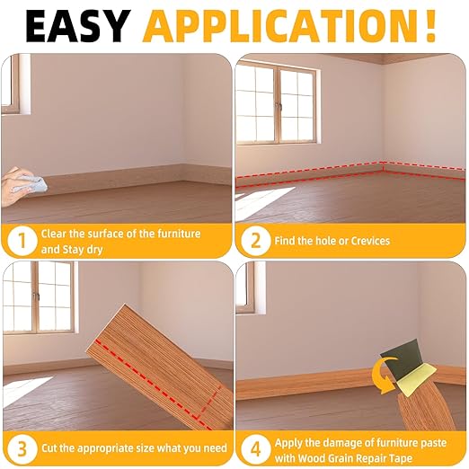 GSCIT Club Wood Grain Repair Tape, 24 inch X 25ft Self Adhesive Red Oak Grain Repair Patch for Tables, Chairs, Baseboards, Doors, Windows, Floors, Handicraft DIY.