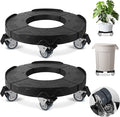 ToLanbbt Trash Can Dollies with Wheels, 15-19 in Adjustable Round Furniture Dollies Heavy Duty 440 LBS Drum Rolling Base Keg Carts for 20, 32, 44, 55 Gallon Garbage Cans, Black, 2 PCS