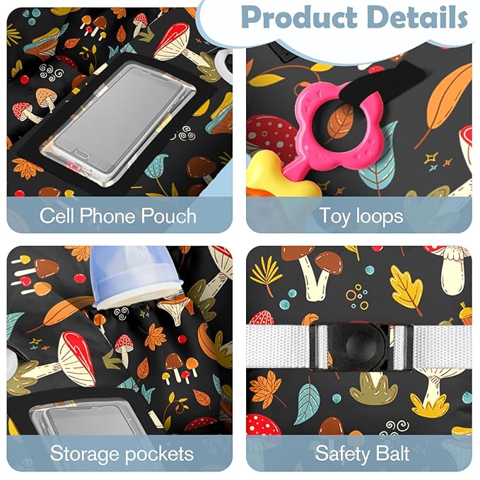 Shopping Cart Cover for Baby Girl Boy 2-in-1 High Chair Water Resistant High Chair Cover w/Phone Pouch Pocket Gender Neutral Cart Cover for Zebra Texture Babies Padded Grocery Cart Cover for Baby
