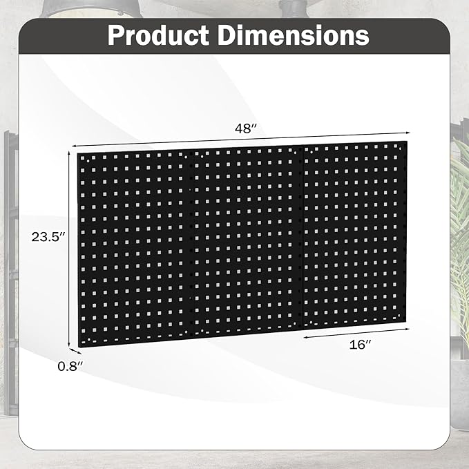 Goplus Garage Pegboard, Metal Pegboard Tool Organizer Kit with 3 Pegboards & 28 Pcs Hanging Accessories, Heavy Duty Pegboard Wall Organizer, Peg Board for Workshop, Tool Storage, Black
