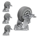 5'' × 2'' Caster Wheels, Heavy Duty Industrial Casters Set of 4 Rubber Wheels, Load 2800lbs Capacity, Swivel Caster for Cart Dolly Toolbox Trolley (4 Brake)