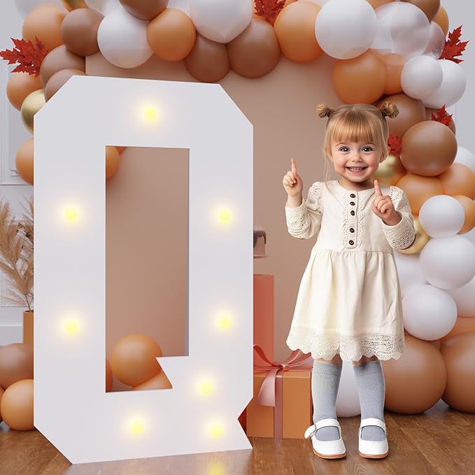 Bugame 3FT Marquee Letters, Large Light Up Letters for Birthday Wedding Backdrop Warm Light Marquee Letters 3 Feet Tall for Baby Shower Party Proposal Decoration Decor, Letter Q