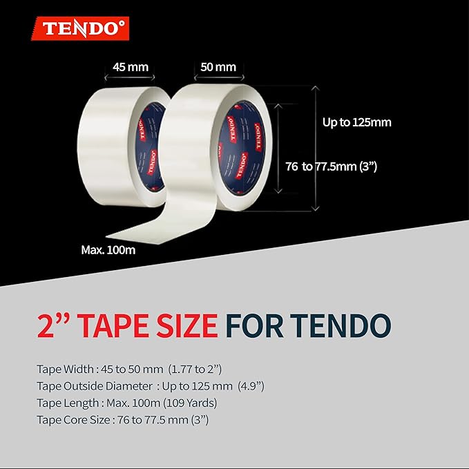 Heavy Duty Shipping Tape Dispenser: TENDO° Premium Line – Reusable, Replaceable, Eco-Friendly 2’’ Master Piece Dispenser for Pros with Patented 10° Sloped Chromium Blades - P-2200 (4th Gen.)_SkyBlue