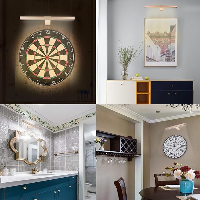 MIOBLUE Rechargeable Picture Lights with Remote, 16" Battery Operated Painting Light Display Lamp with 3 Lighting Modes, Dimmable Dartboard Light with Timer for Frame Portrait Art, Metal Body