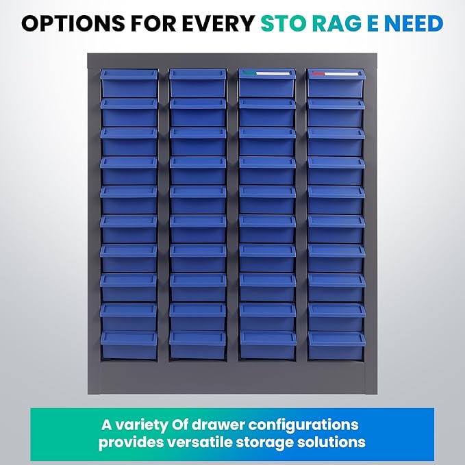 40-Drawer - Nut and Bolt Organizer | Stainless Steel Part Storage Cabinet | Shelves & Labels | Each Drawer 3.9" D x 7.8W x 2" H | Durable Hardware Storage for Small Parts/Tool (Classroom, Home)