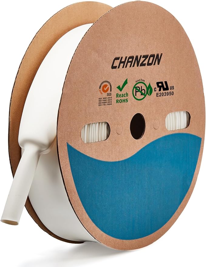 Chanzon 80Ft Long White Heat Shrink Tubing, 1-1/2" (40mm) - Sleeve for Wire Insulation, 2:1 Ratio 1pcs